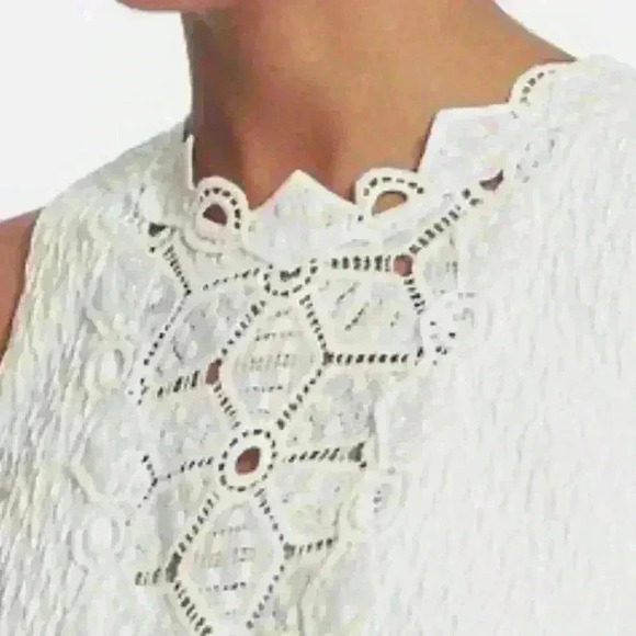 Rebecca Taylor “Dia” Eyelet Lace Cropped White Sleeveless Top Size 2 EUC! - Picture 6 of 12